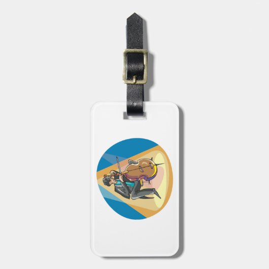 Muzikant spelen de chello bagagelabel (Voorkant verticaal)