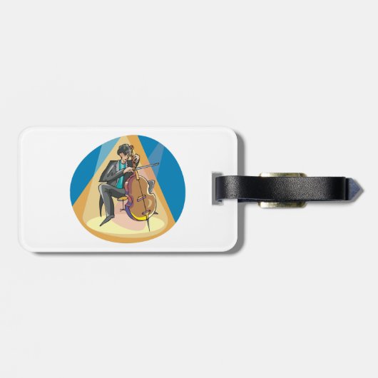 Muzikant spelen de chello bagagelabel (Achterkant horizontaal)