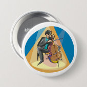 Muzikant spelen de chello ronde button 7,6 cm (Voorkant /achterkant)