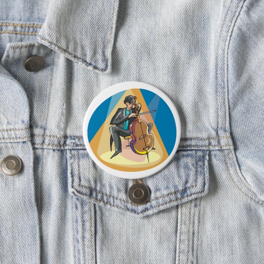 Muzikant spelen de chello ronde button 7,6 cm (In situ)
