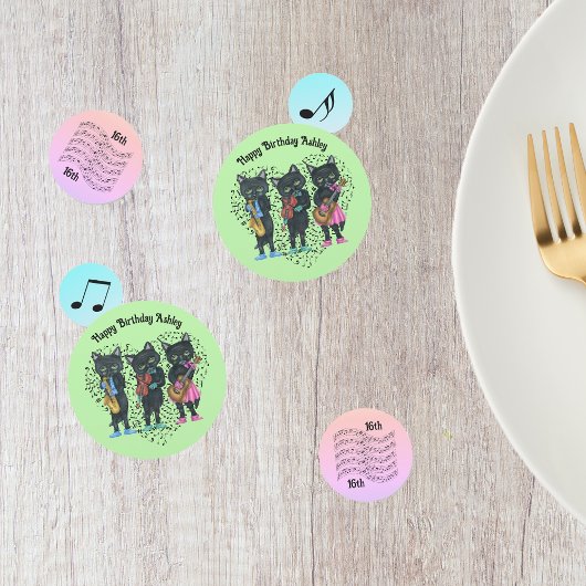 Muzikant thema Black Cats Muzieknoten Verjaardag Confetti