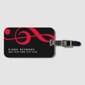 Muzikant Travel Red Treble Clef Black Bagagelabel (Voorkant (horizontaal))