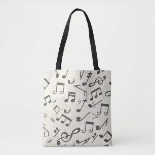  muzikant van zwarte en witte muzieknoten tote bag