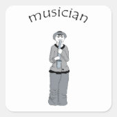 muzikant vierkante sticker (Voorkant)