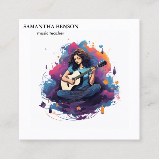 Muzikant Vierkante Visitekaartje (Voorkant)