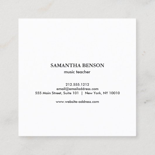 Muzikant Vierkante Visitekaartje (Achterkant)
