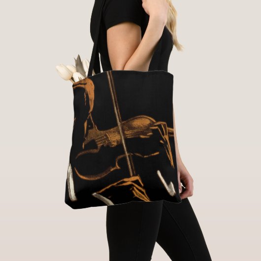  muzikant, violinist die gewelddadige muziek speel tote bag (Dichtbij)