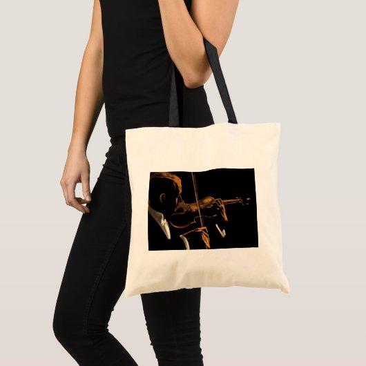 muzikant, violinist die gewelddadige muziek speel tote bag (Voorkant (product))