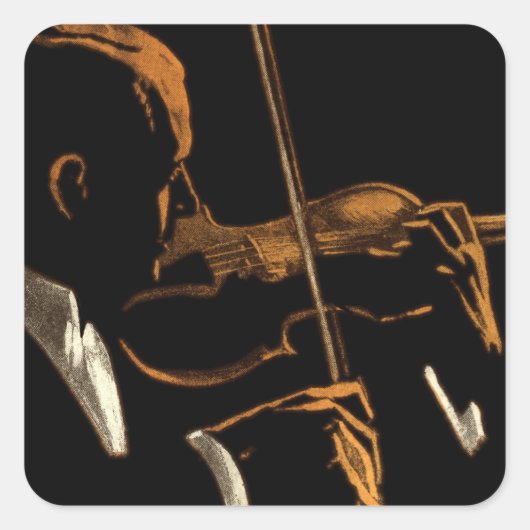  muzikant, violinist die gewelddadige muziek speel vierkante sticker (Voorkant)