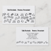 Muzikant Visitekaartje Percussie Drummer Notes (Voorkant / Achterkant)