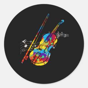Muzikant voor kleurrijke Violin Player String Inst Ronde Sticker