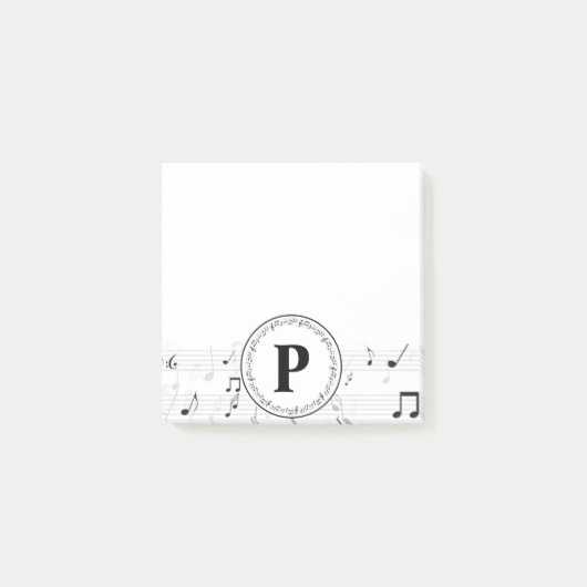 Muzikant voor Monogram Whimsical Music Note (Voorkant)