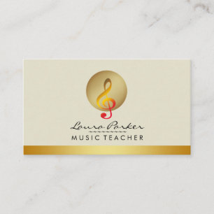 Muzikant voor muziekdocent Cream Musical Note Visitekaartje