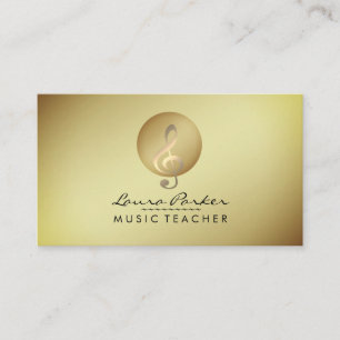 Muzikant voor muziekdocent Gold Musical Note Visitekaartje
