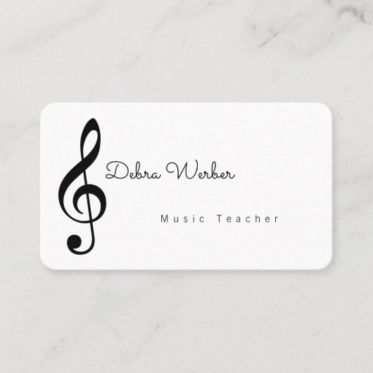 Muzikant Wit visitekaartje & Treble Muzieknotitie (Voorkant)