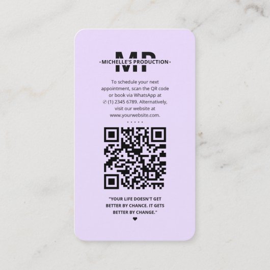 Muzikant Zanger Composer IG Licht Paarse Modern Visitekaartje (Achterkant)