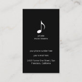 Muzikant zwart visitekaartje met muzieknoot (Achterkant)