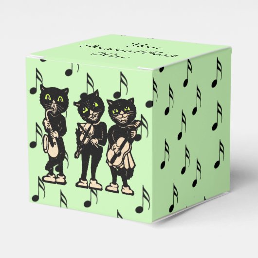  muzikant zwarte katten Muzieknoten Bedankdoosjes (Voorkant Zijde)