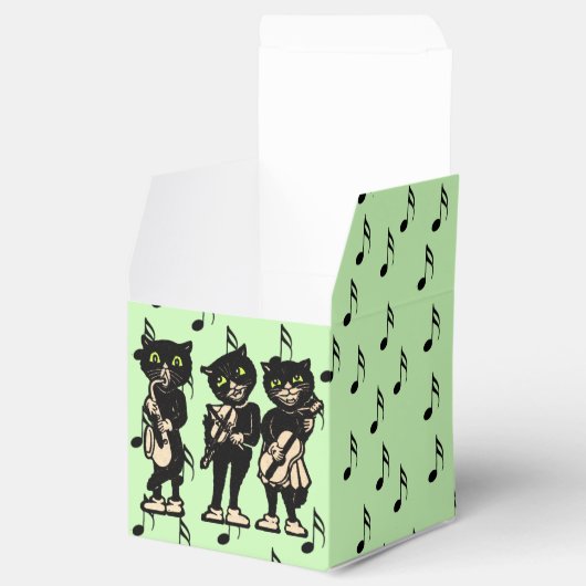  muzikant zwarte katten Muzieknoten Bedankdoosjes (Geopend)
