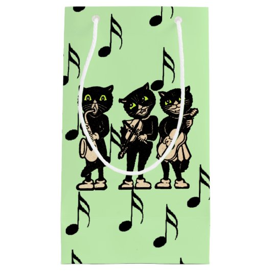  muzikant zwarte katten Muzieknoten Klein Cadeauzakje (Voorkant)
