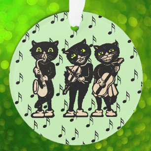  muzikant zwarte katten Muzieknoten Ornament