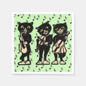  muzikant zwarte katten Muzieknoten Servetten (Voorkant)