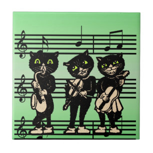  muzikant zwarte katten Muzieknoten Tegeltje