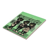  muzikant zwarte katten Muzieknoten Tegeltje (Zijkant)
