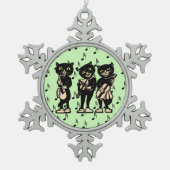 muzikant zwarte katten Muzieknoten Tin Sneeuwvlok Ornament (Voorkant)