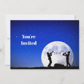 Muzikanten Blue Full Moon Verjaardag Kaart (Voorkant)