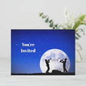 Muzikanten Blue Full Moon Verjaardag Kaart (Staand voorkant)