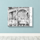 Muzikanten die een banket vermaken canvas afdruk (Insitu (Houten vloer))