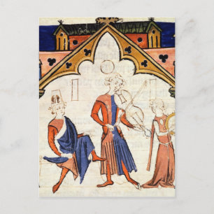 Muzikanten die een Viola en een Tambourine spelen Briefkaart