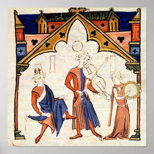 Muzikanten die een Viola en een Tambourine spelen Poster (Voorkant)