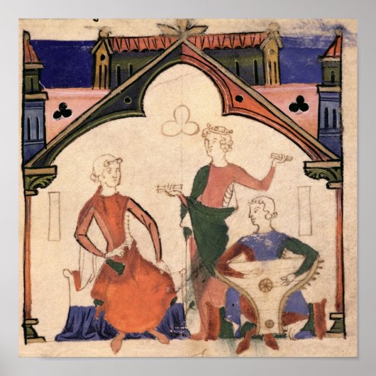 Muzikanten die kastanjes en een slagader spelen poster (Voorkant)