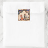 Muzikanten die kastanjes en een slagader spelen vierkante sticker (Tas)