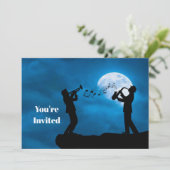 Muzikanten Full Moon Silhouette Verjaardag Kaart (Staand voorkant)