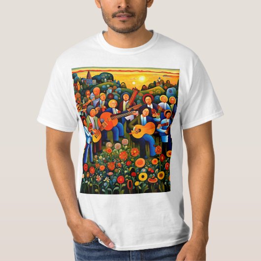 Muzikanten in de tuin 2 t-shirt (Voorkant)