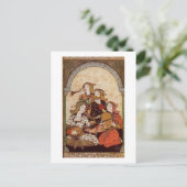 Muzikanten, middeleeuwse muziek briefkaart (Staand voorkant)