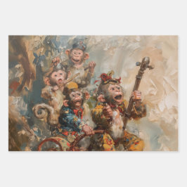 Muzikanten - Olieverfstijl Inpakpapier Cadeaupapie Vel