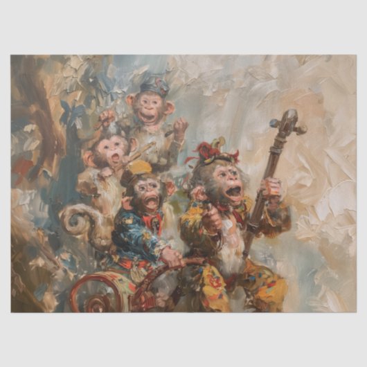 Muzikanten - olieverfstijl weefselpapier tissuepapier (Voorkant)