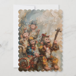 Muzikanten - Platte uitnodiging formaat 12,7 cm x 