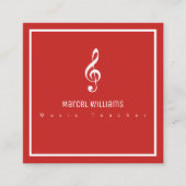 Muzikanten rood visitekaartje met muzieknoot (Voorkant)