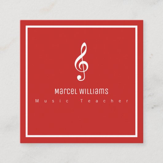 Muzikanten rood visitekaartje met muzieknoot (Voorkant)