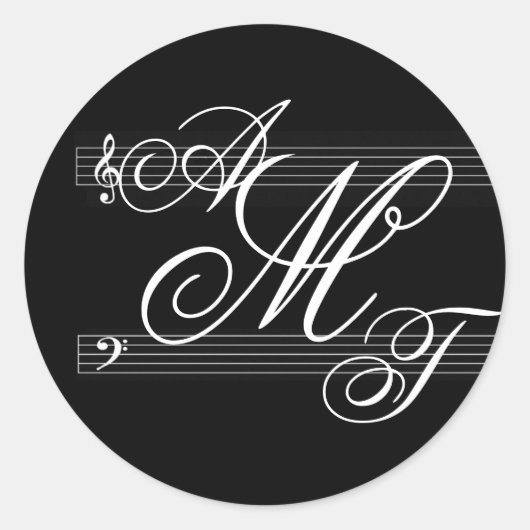 Muzikanten van de logo van het monogram ronde sticker (Voorkant)