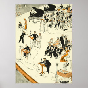 Muzikanten van het  radioprogramma Cartoon Funny Poster