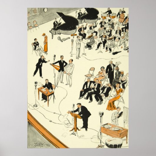 Muzikanten van het  radioprogramma Cartoon Funny Poster (Voorkant)