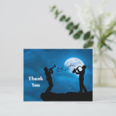 Muzikanten Volle Maan Silhouet Dank U Briefkaart (Staand voorkant)
