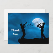 Muzikanten Volle Maan Silhouet Dank U Briefkaart (Voorkant / Achterkant)