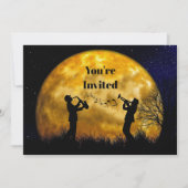 Muzikanten Volle Maan Waterverf Verjaardag Kaart (Voorkant)